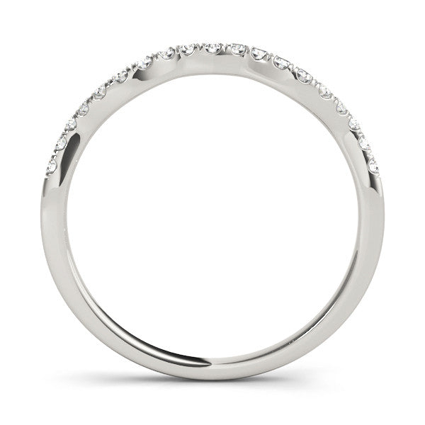 White gold Round Diamond Pavé Curved Wedding Band 2