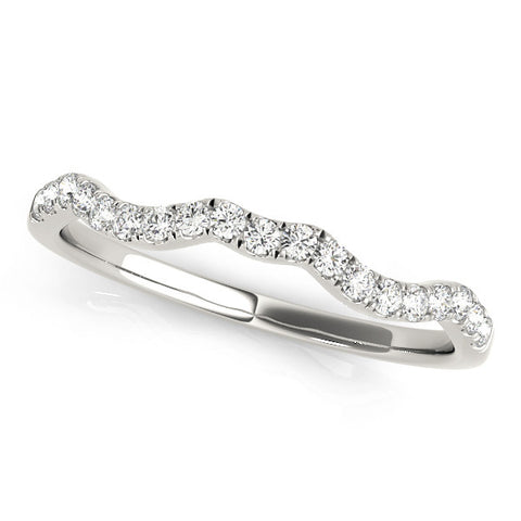 White gold Round Diamond Pavé Curved Wedding Band 1