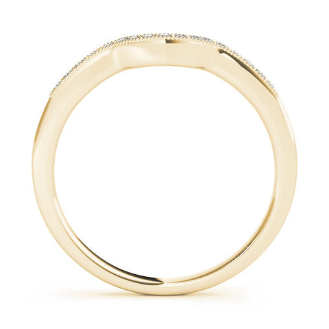 Yellow gold Milgrain Pave Round Diamond Curved Band 2