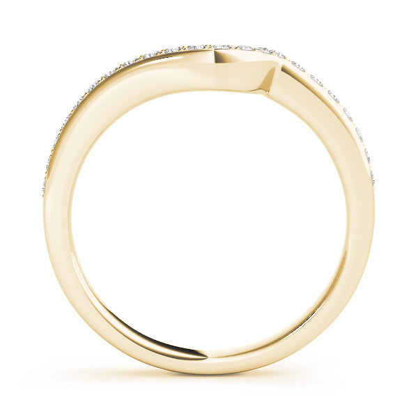 Yellow gold Pavé Round Diamond Curved Wedding Band with Channel Setting 2
