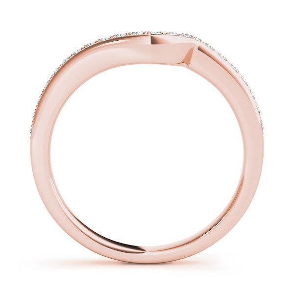 Rose gold Pavé Round Diamond Curved Wedding Band with Channel Setting 2