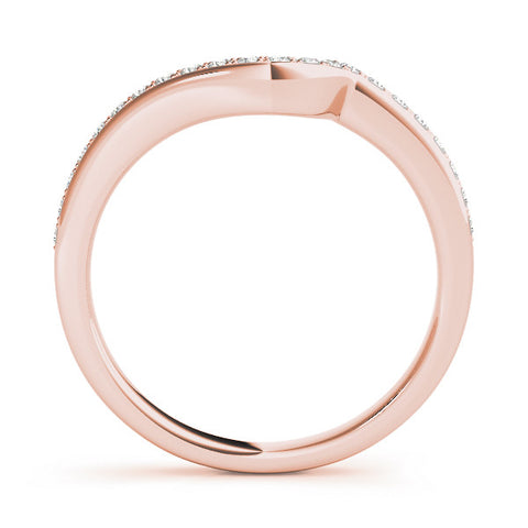 Rose gold Pavé Round Diamond Curved Wedding Band with Channel Setting 2