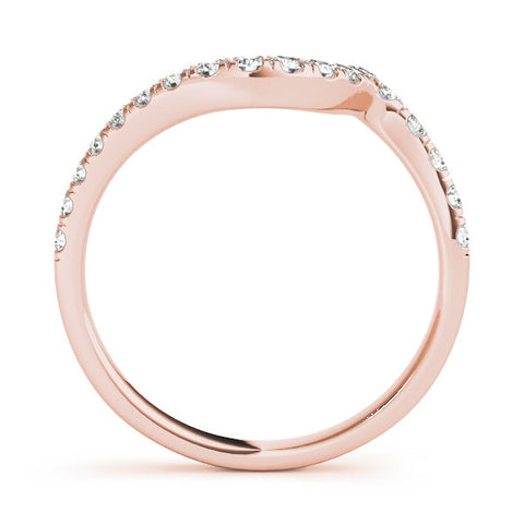 Rose gold Round Diamond Pavé V-Shaped Contour Band with Shared Prong Setting 2