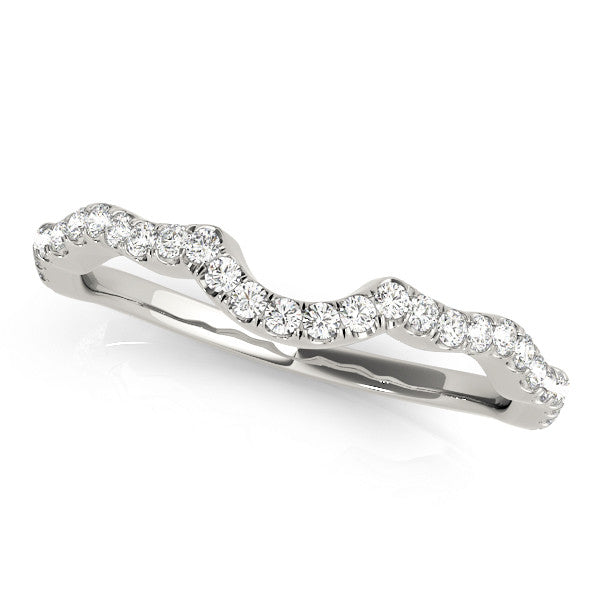 White gold Pavé Round Diamond Curved Eternity Band 1