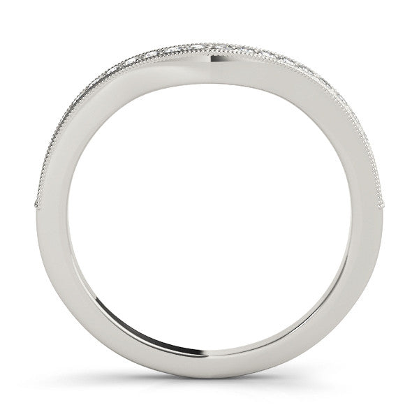 White gold Round Brilliant Milgrain Bezel Set Diamond Wave Band 2