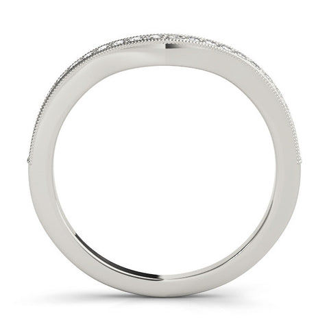 White gold Round Brilliant Milgrain Bezel Set Diamond Wave Band 2