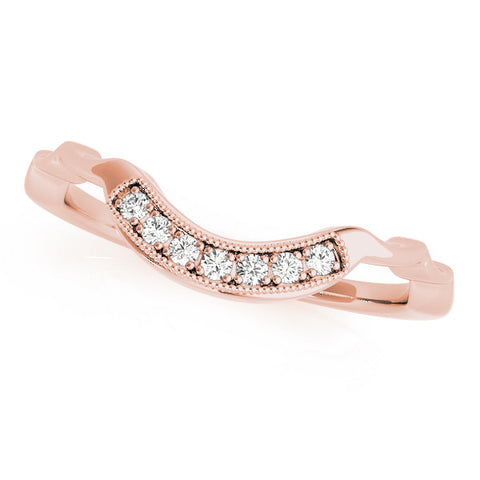 Rose gold Milgrain Curved Diamond Pavé Band with Round Stones 1