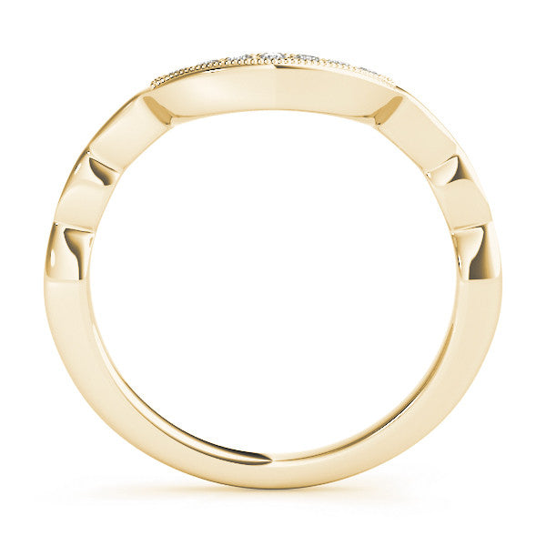Yellow gold Milgrain Curved Diamond Pavé Band with Round Stones 2