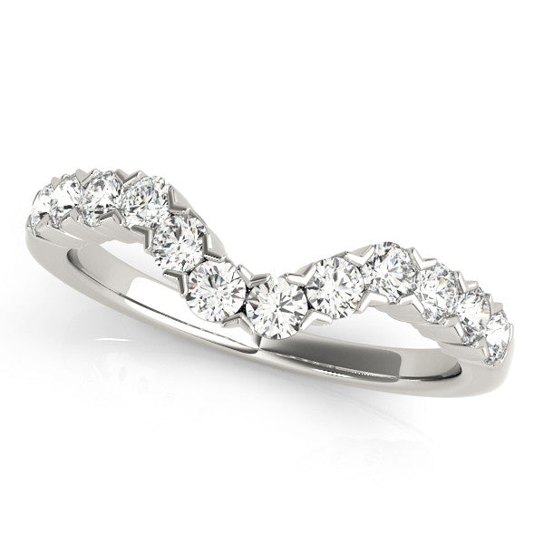 White gold Round Diamond V-Shaped Prong Set Eternity Band 1