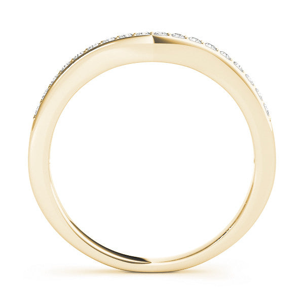 Yellow gold Pave Round Diamond Curved Band 2