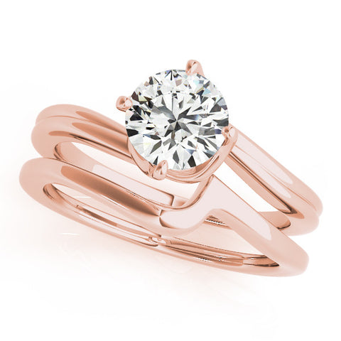 Rose gold Round Solitaire Twist Band Engagement Ring with Four-Prong Setting