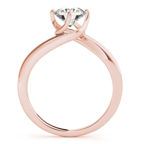 Rose gold Round Solitaire Twist Band Engagement Ring with Four-Prong Setting