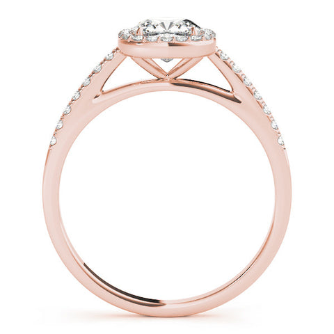 Rose gold Cushion Halo Pave Diamond Engagement Ring with Four-Prong Setting