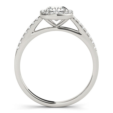 White gold Cushion Halo Pave Diamond Engagement Ring with Four-Prong Setting