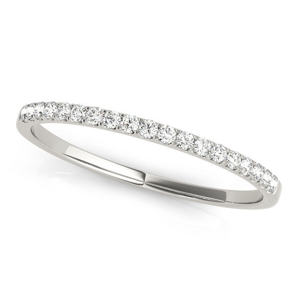 White gold Round Diamond Pavé Set Half Eternity Band with Shared Prong Setting 1