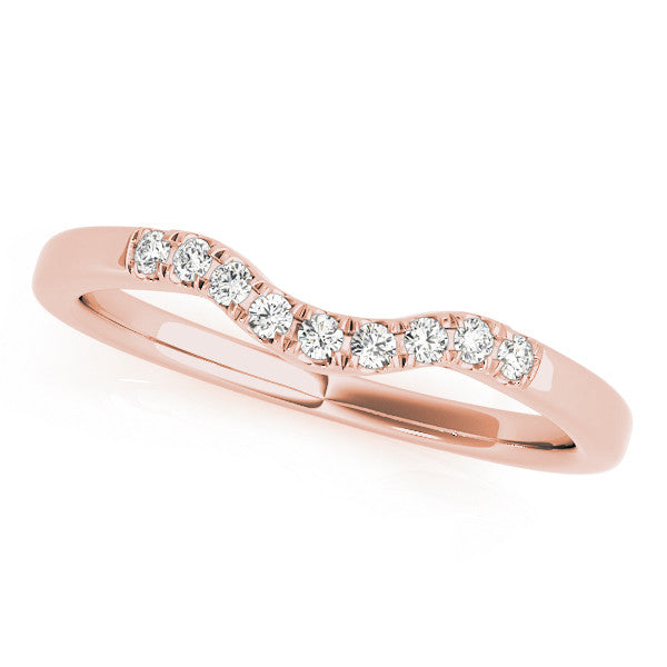 Rose gold Round Diamond Curved Pavé Wedding Band 1