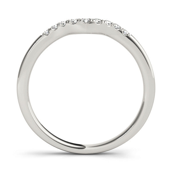 White gold Round Diamond Curved Pavé Wedding Band 2