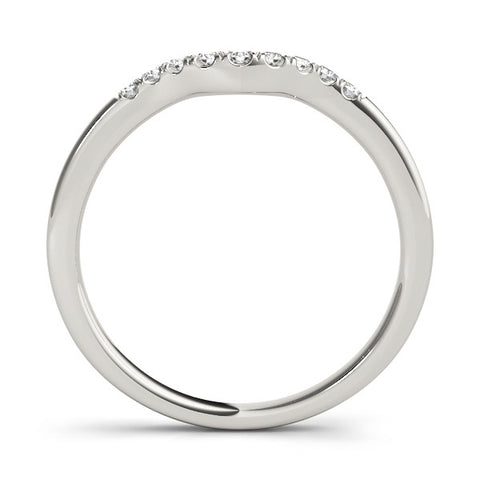 White gold Round Diamond Curved Pavé Wedding Band 2
