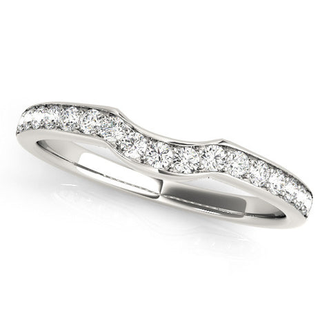 White gold Curved Pavé Round Diamond Contour Band 1