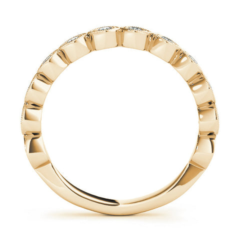 Yellow gold Milgrain Marquise Diamond Eternity Band with Bezel Setting 3