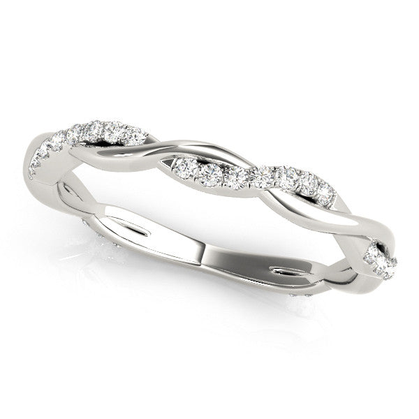 White gold Pavé Round Diamond Twist Eternity Band with Shared Prong Setting 1