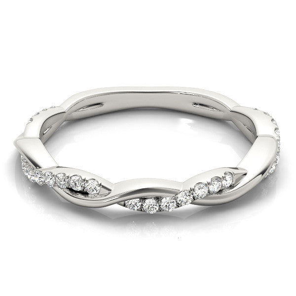 White gold Pavé Round Diamond Twist Eternity Band with Shared Prong Setting 2