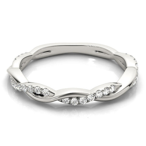White gold Pavé Round Diamond Twist Eternity Band with Shared Prong Setting 2