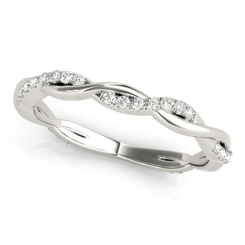 White gold Pavé Round Diamond Twist Eternity Band with Shared Prong Setting 1