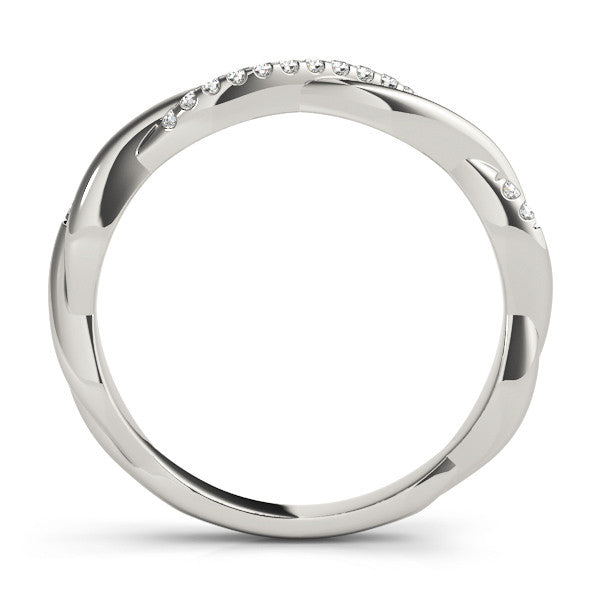 White gold Twisted Pavé Round Diamond Infinity Band 2