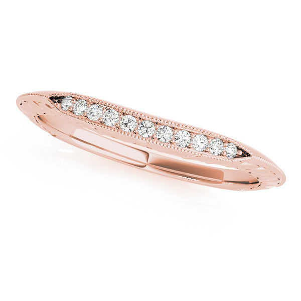 Rose gold Milgrain Round Diamond Pavé Set Half Eternity Band 1
