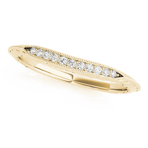 Yellow gold Milgrain Round Diamond Pavé Set Half Eternity Band 1