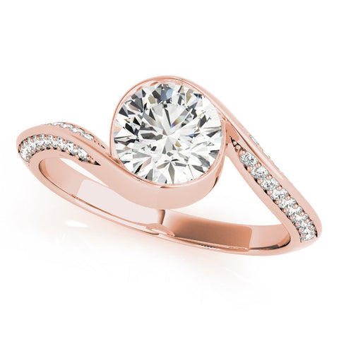 Rose gold Bezel Set Round Solitaire Twist Band Engagement Ring