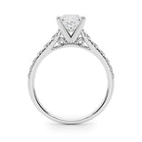 10K White Gold 1.54 Carat F VS1 Princess Cut Diamond Solitaire with Pave Band and Four-Prong Setting