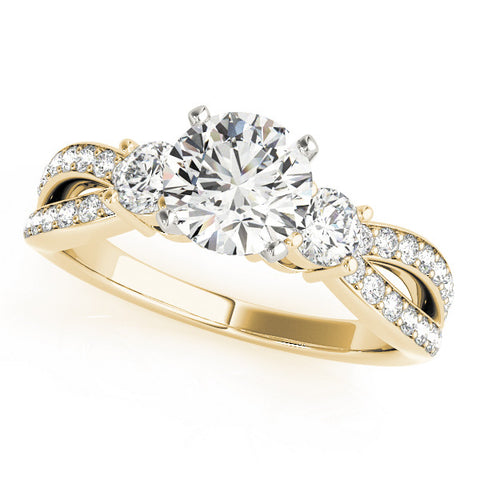 Yellow gold Three-Stone Round Cut Diamond Twist Band with Prong Setting