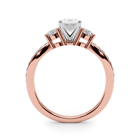 Rose gold Three-Stone Oval Cut Diamond Twist Band with Prong Setting