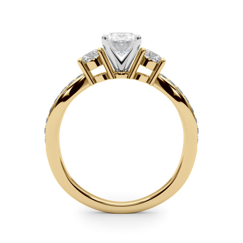 Yellow gold Three-Stone Oval Cut Diamond Twist Band with Prong Setting