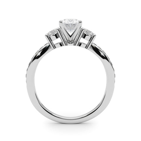 White gold Three-Stone Oval Cut Diamond Twist Band with Prong Setting