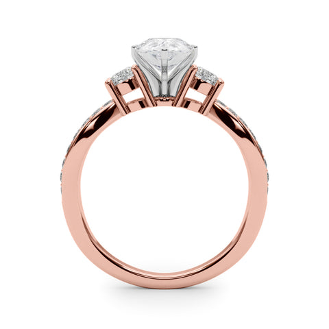 Rose gold Three-Stone Pear Cut Diamond Twist Band with Prong Setting