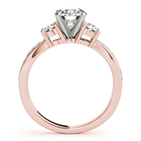 Rose gold Three-Stone Round Cut Diamond Twist Band with Prong Setting