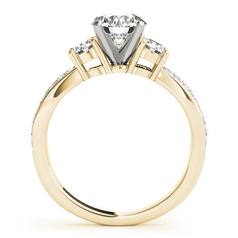 Yellow gold Three-Stone Round Cut Diamond Twist Band with Prong Setting