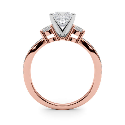 Rose gold Three-Stone Princess Cut Diamond Twist Band with Prong Setting