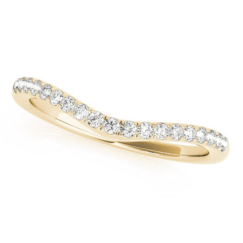 Yellow gold Diamond Pavé Curved Wedding Band 1