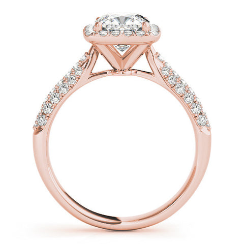 Rose gold Cushion Halo Pave Band Prong Setting Ring