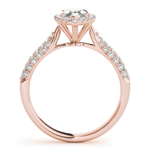 Rose gold Marquise Halo Pavé Split Shank Prong Set Ring