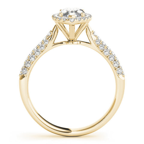 Yellow gold Marquise Halo Pavé Split Shank Prong Set Ring