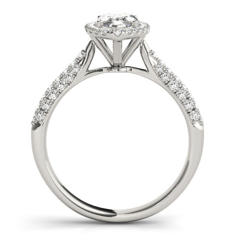 White gold Marquise Halo Pavé Split Shank Prong Set Ring