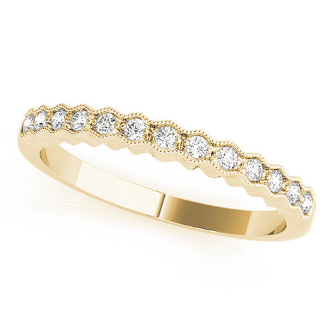 Yellow gold Milgrain Round Diamond Scalloped Eternity Band 1