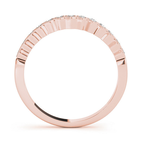 Rose gold Milgrain Round Diamond Scalloped Eternity Band 2