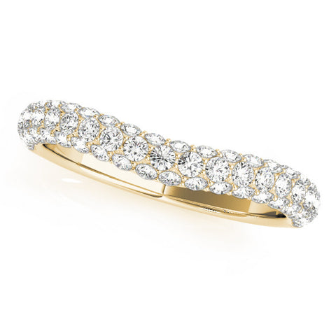 Yellow gold Three-Row Round Diamond Pavé Eternity Band with Shared Prong Setting 1