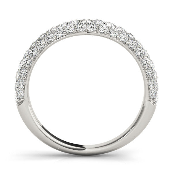 White gold Three-Row Round Diamond Pavé Eternity Band with Shared Prong Setting 2